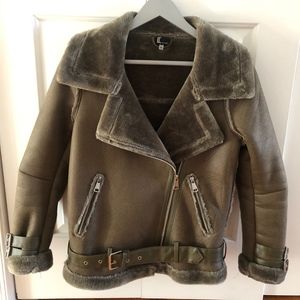 Love Token Faux Fur Moto Jacket